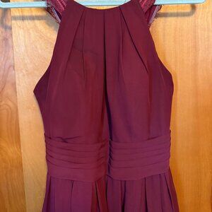 Maroon Floor Length Bridesmaid / Wedding Guest Dress